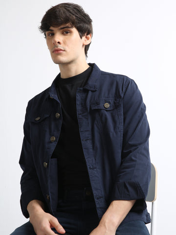 Navy Twill Trucker Men's Jacket