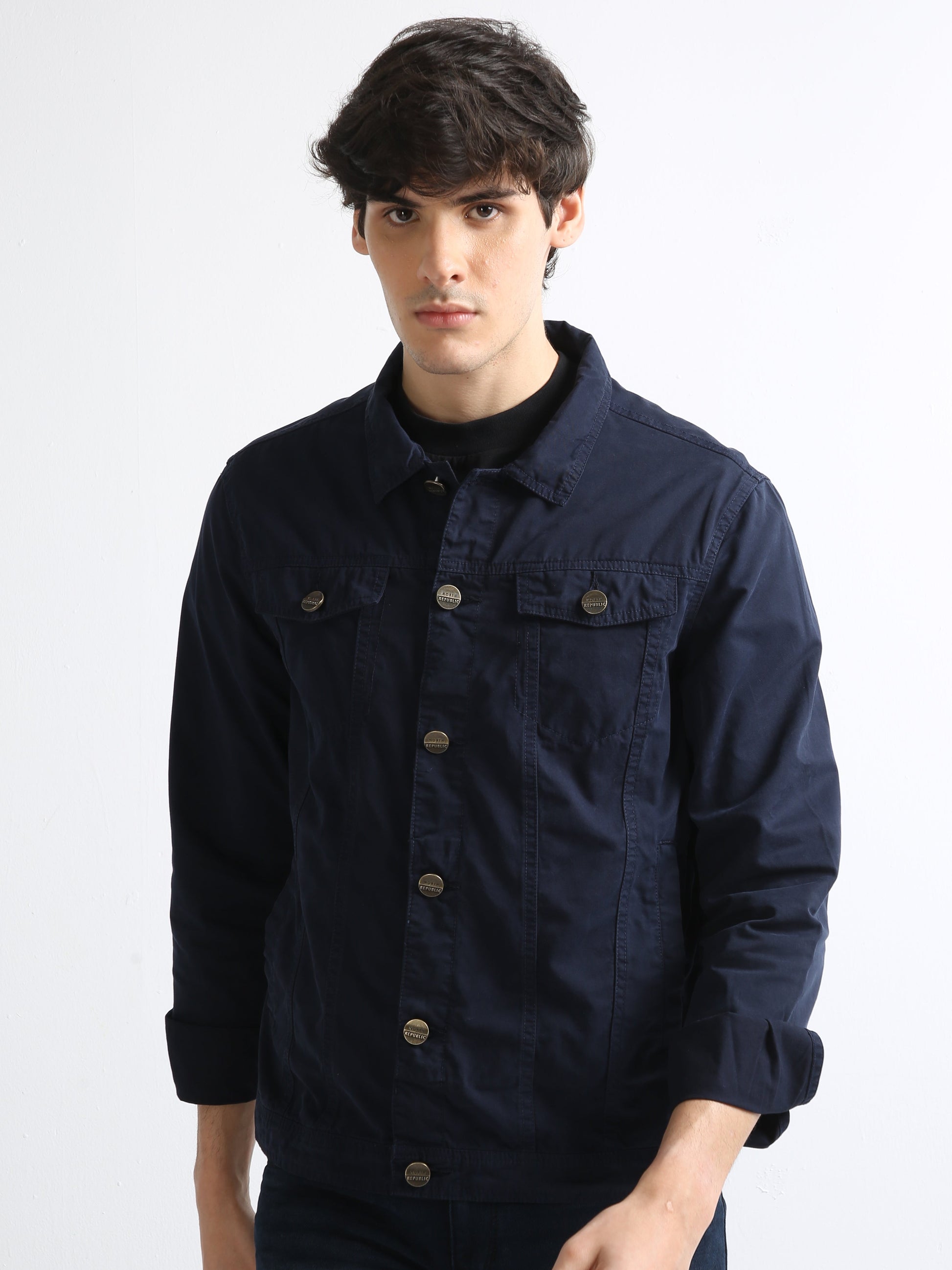 Navy Twill Trucker Men's Jacket