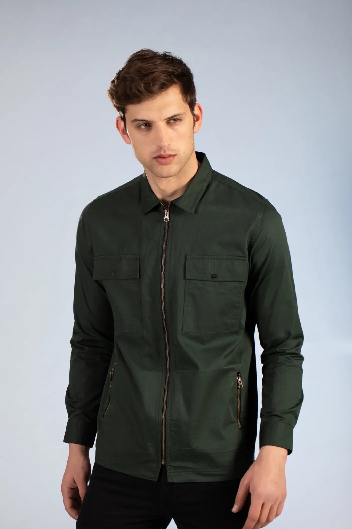 Green button top up jacket