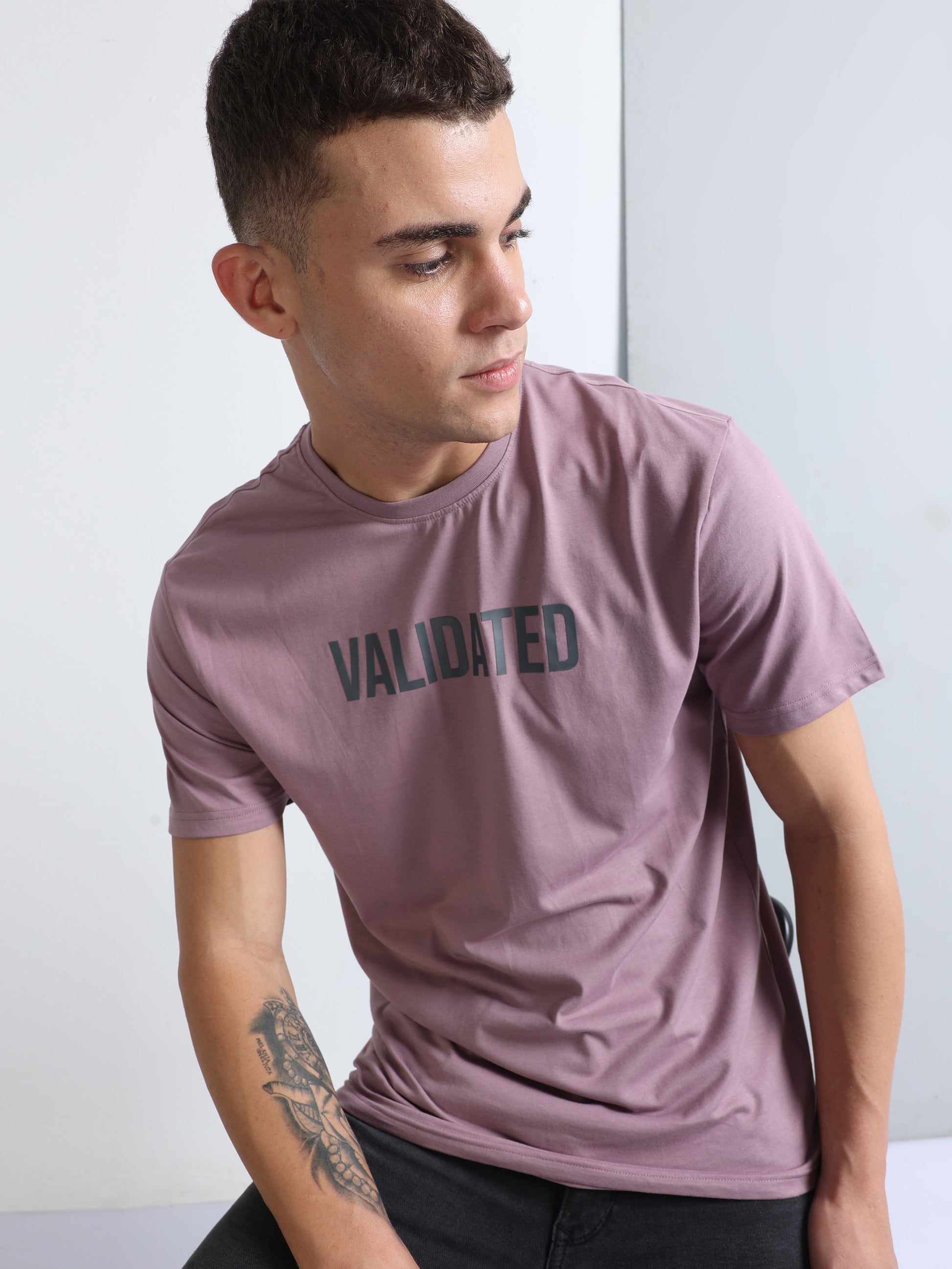 Light Purple Fashion Men's Printed T Shirt