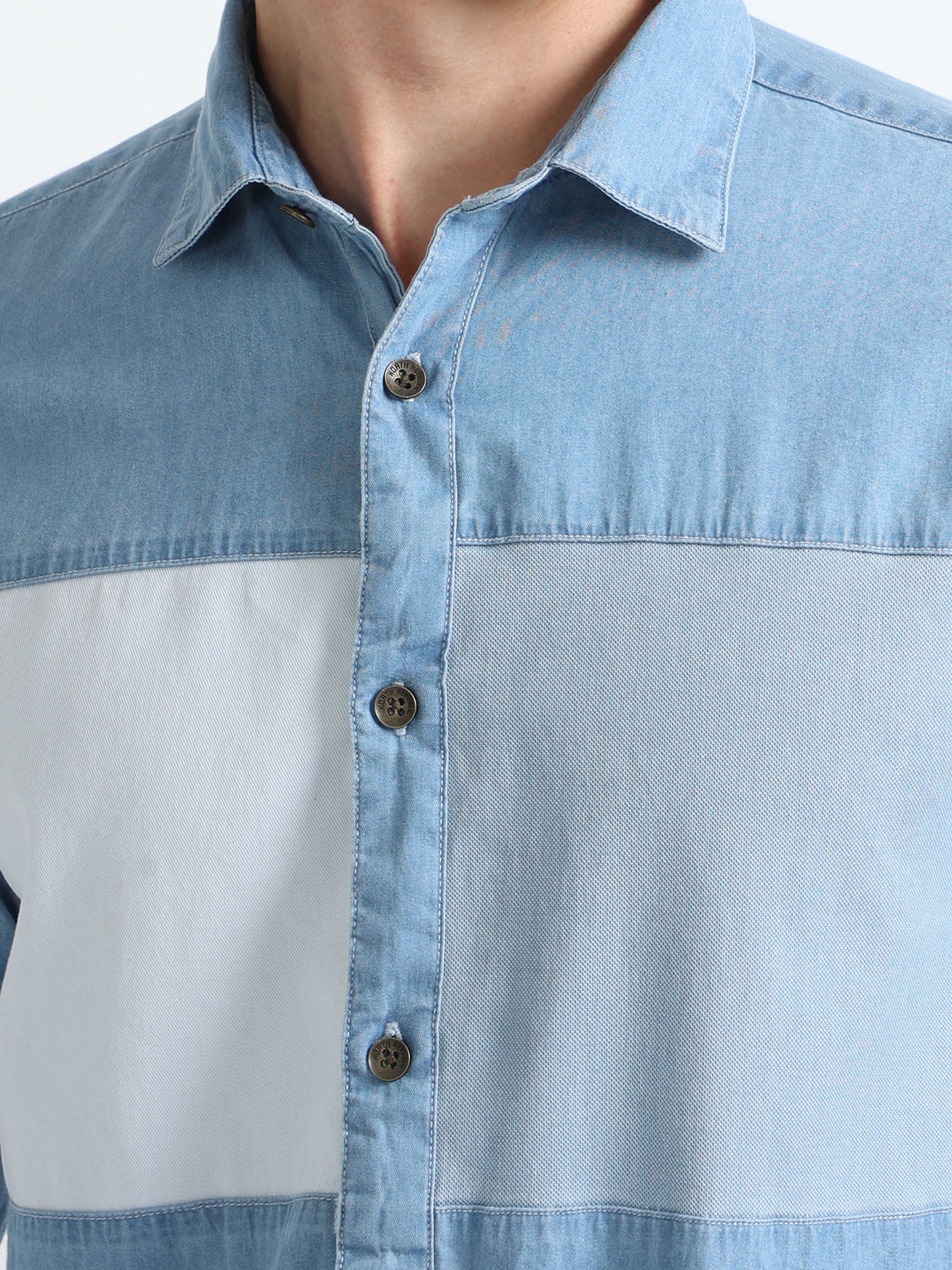 light blue vintage mixmatch men's denim shirt