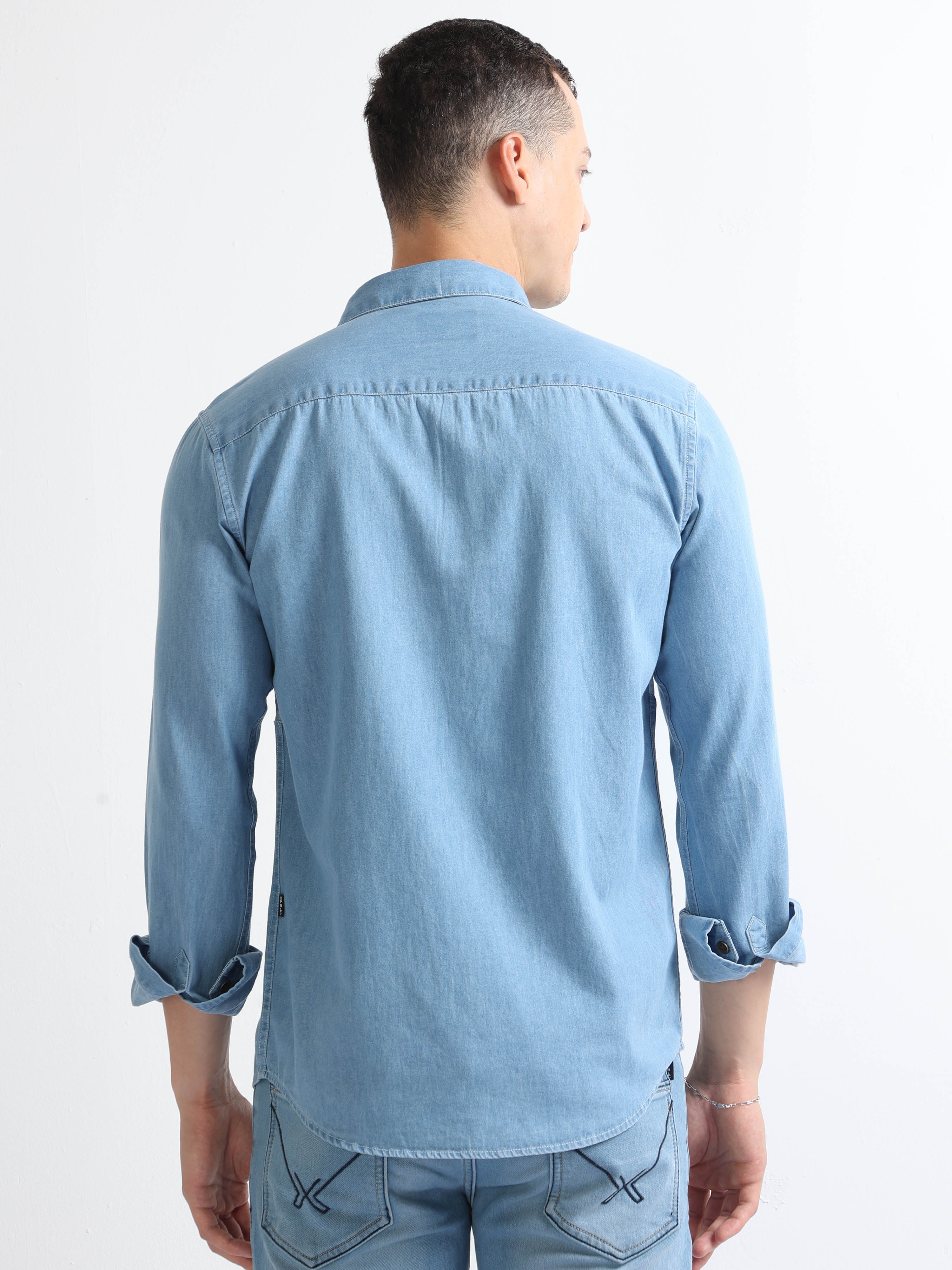 Yoke Style Sky Blue Denim Shirt | Relove