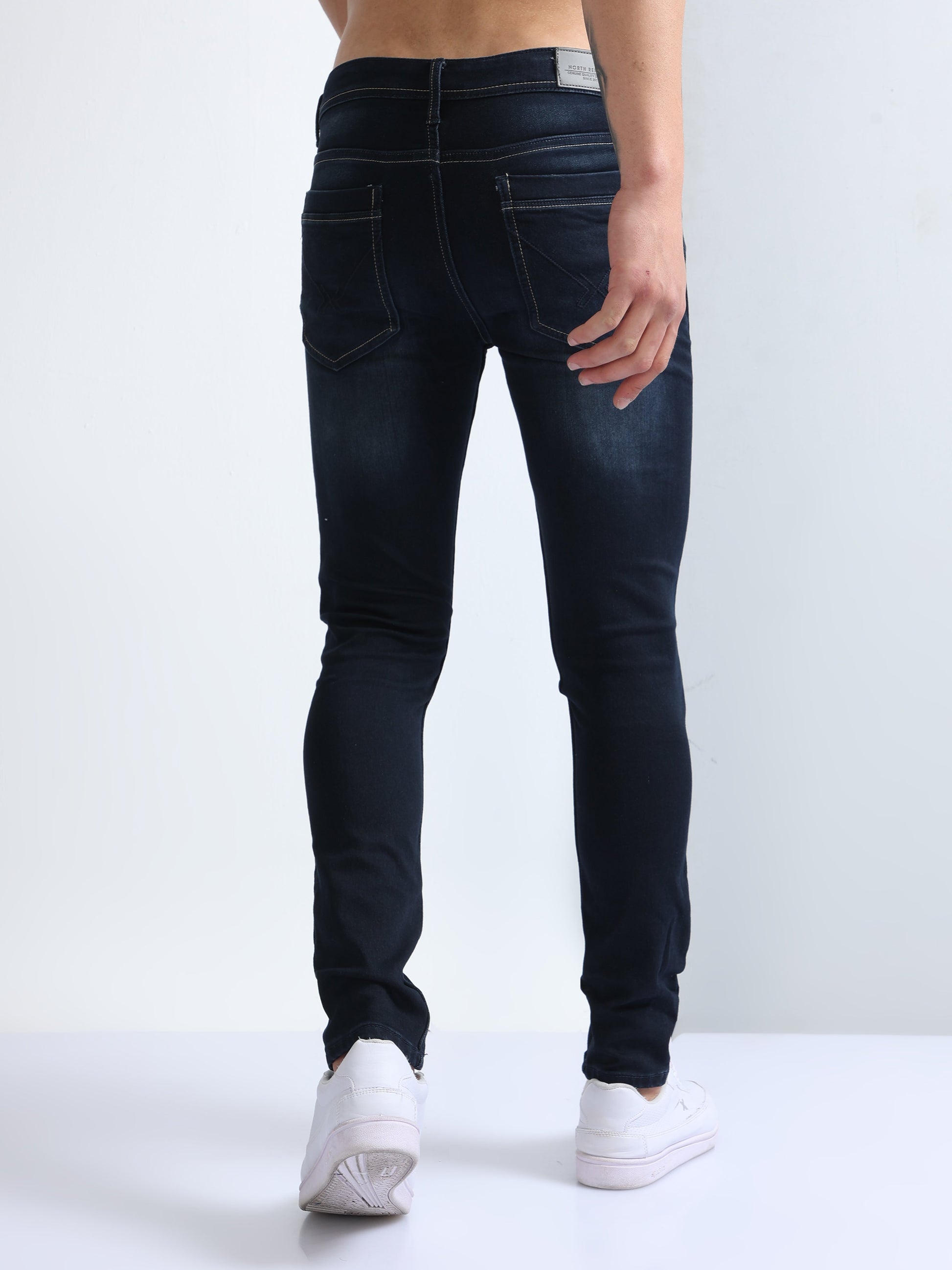 Dark Wash Washed Double Shade Men's Denim Jeans