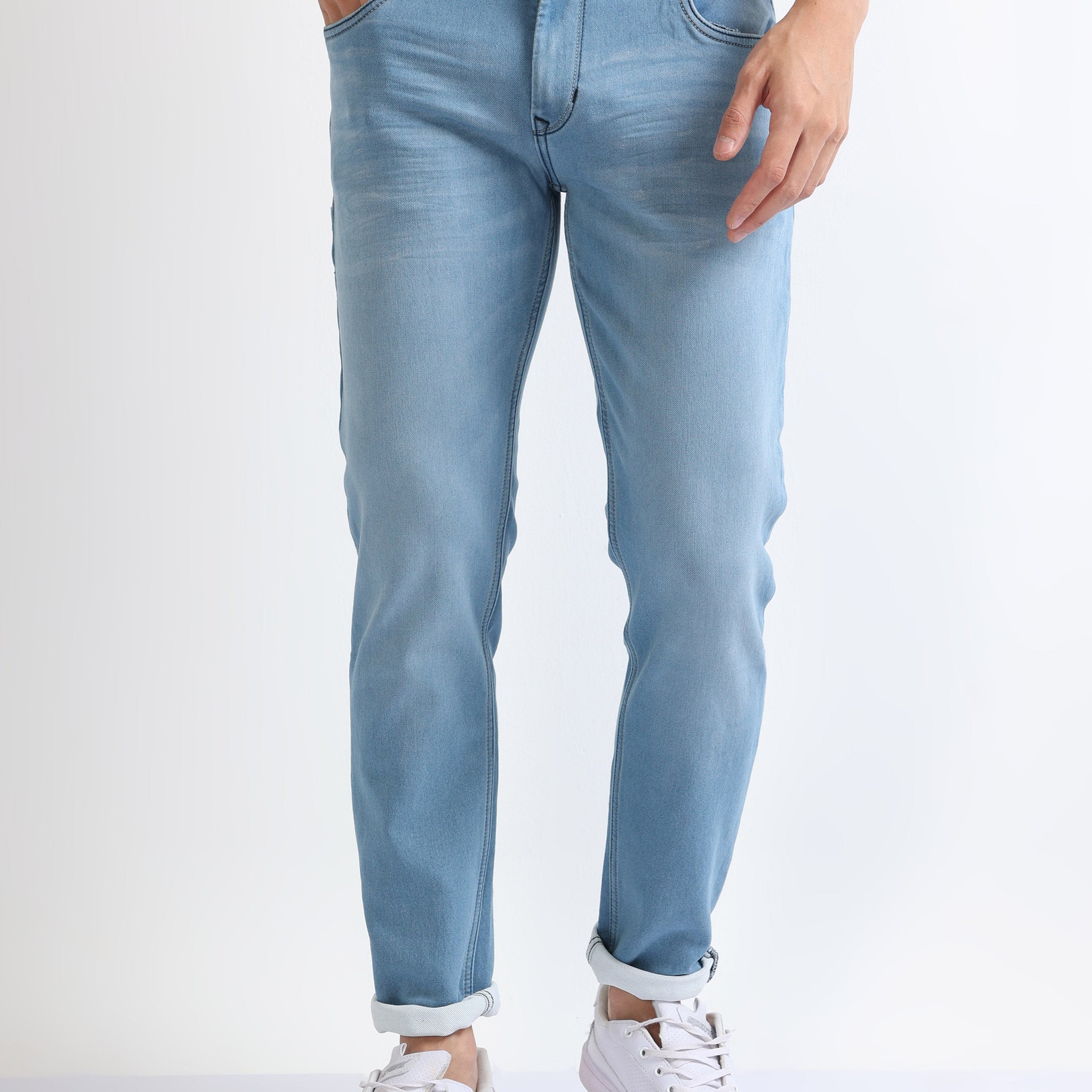 Light Wash Washed Double Shade Men's Denim Jeans