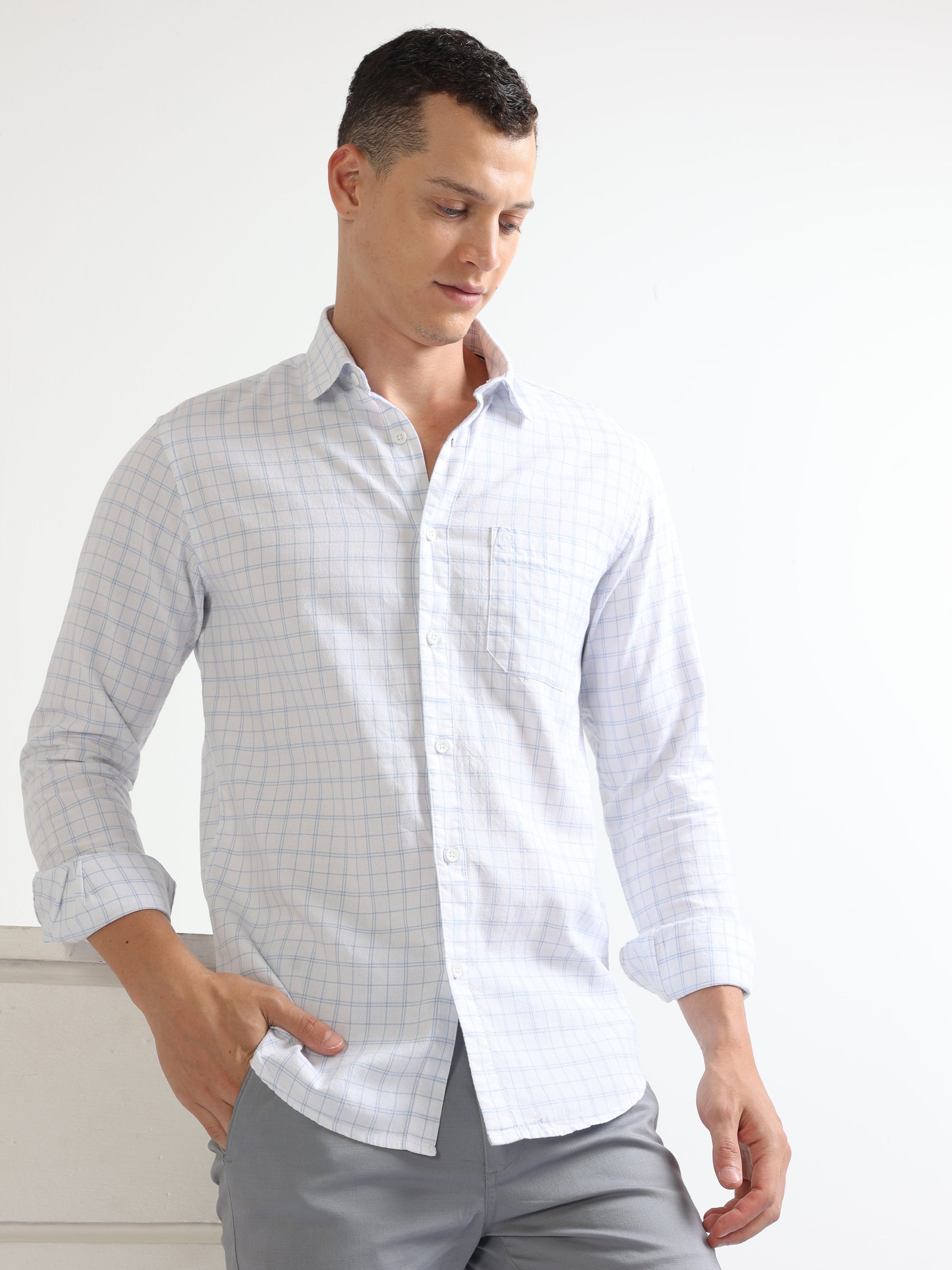 Buy Window Pane Business Casual Shirt For Mens Online.